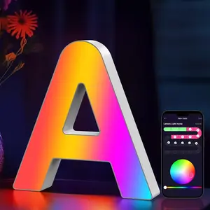 Light Up Marquee Letters Music Sync RGB Color Changing LED Lights for Wall Desktop Birthday Party Christmas Valentine's Day Decoration