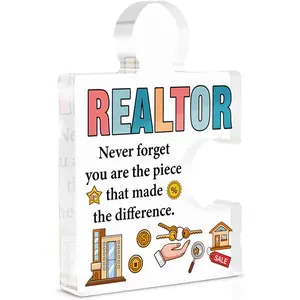 Realtor Gifts - Thank You Gifts for Realtors Birthday Christmas - Real Estate Agent Gift Retirement Gift Realtor Acrylic Puzzle Piece Plaque Office Desk Decor