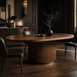 The Meridian Walnut Racetrack Table