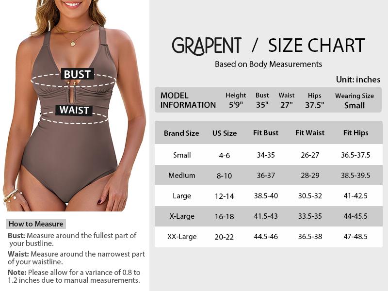 GRAPENT One Piece Swimsuit Women Ruched Sexy Plunge U Hook Bathing Suit Swimwear 2026 Swimming Beach Vacation Outfit