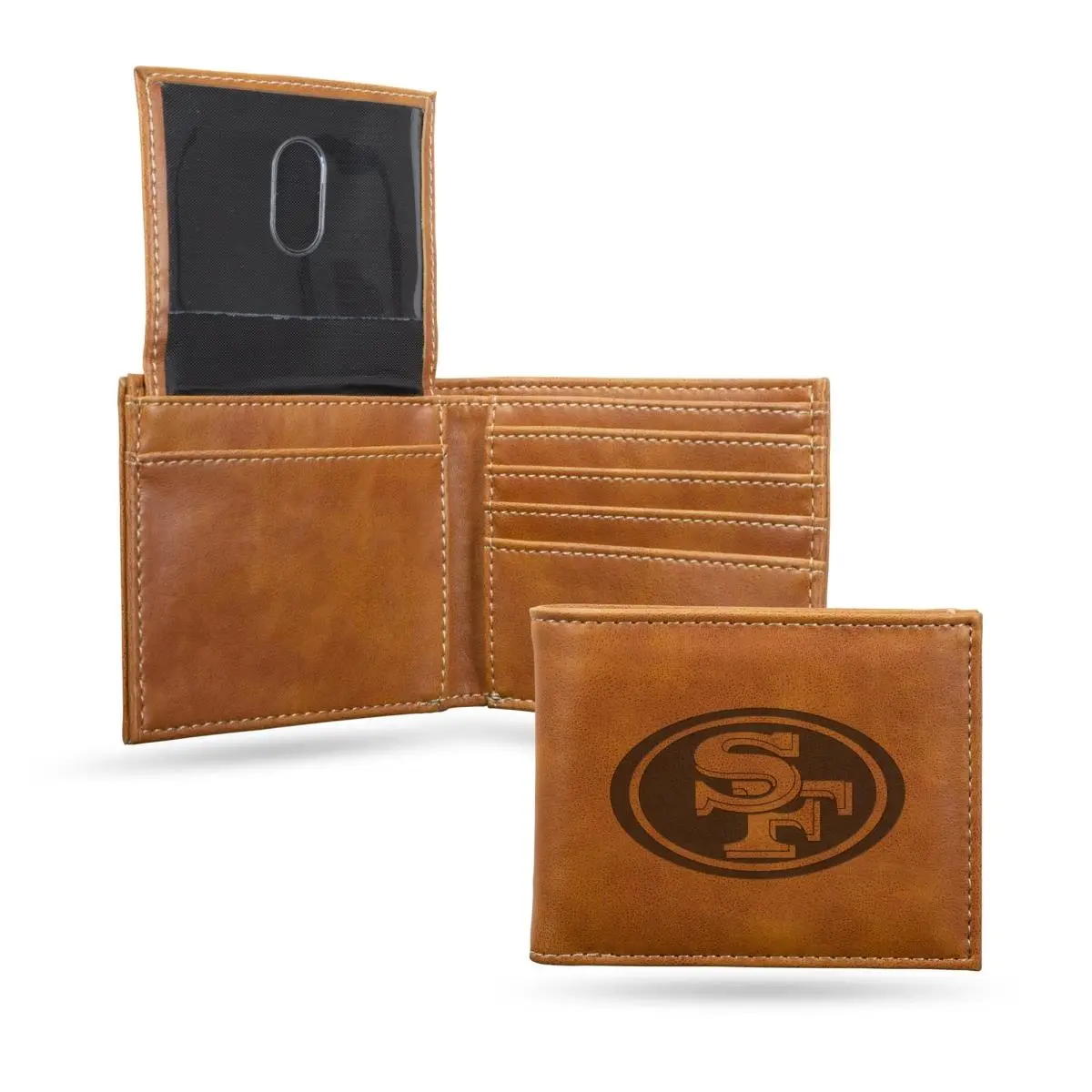 212 MAIN Official Licensed Team Logo Laser Engraved Brown Bifold Billfold Men's Wallet, Business Style Wallet with Multiple Pockets, Durable for Business Use, Durable Bifold Wallet