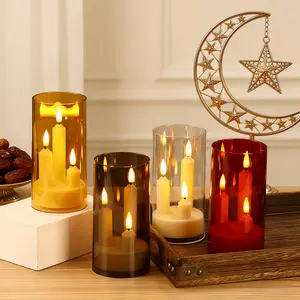 Spring decorative lights: set of 2 multicolored cup wax candles powered by batteries for bedroom/living room decor; suitable for Ramadan, Mother’s Day, Easter, and graduation season; ideal for weddings and parties; a home essential.