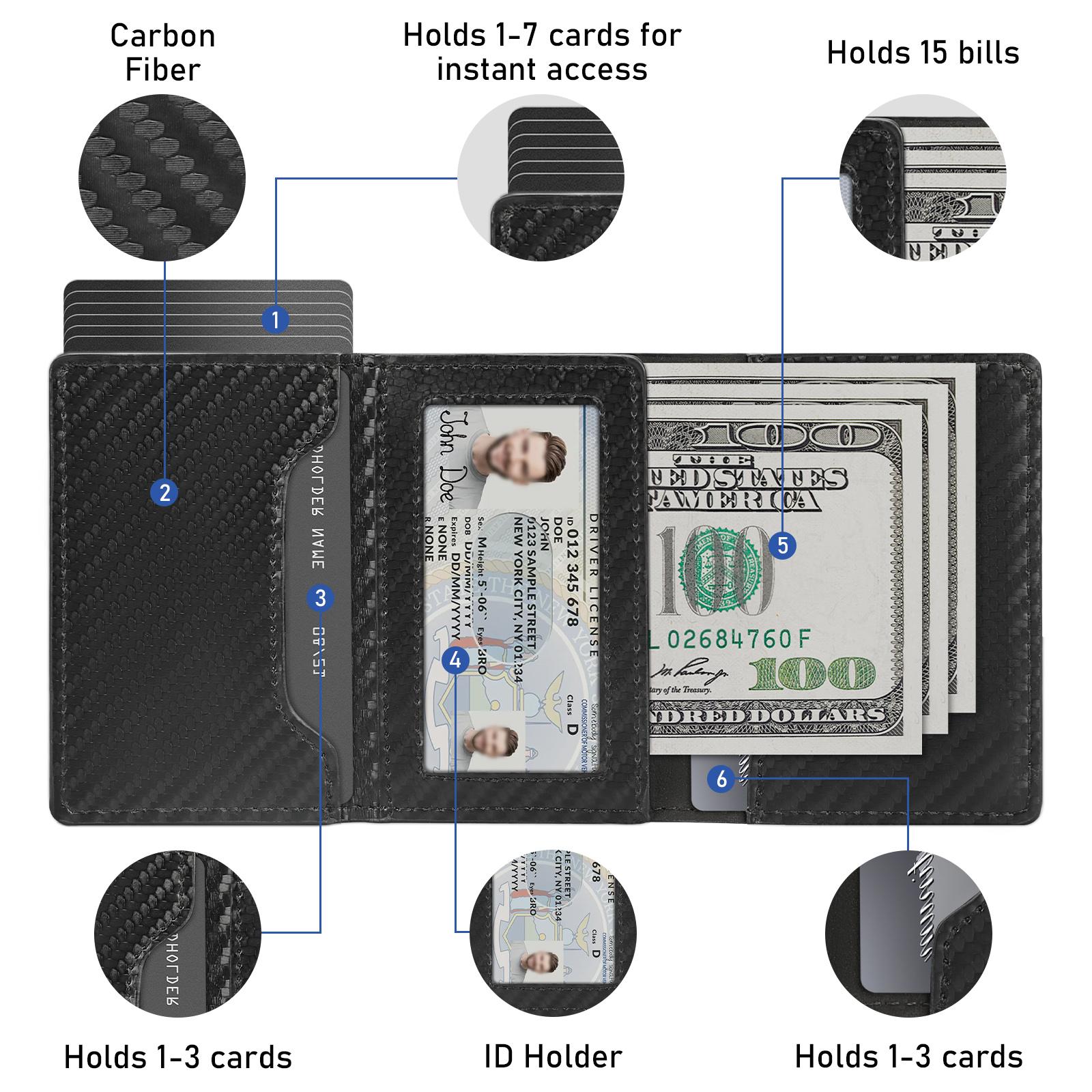 Wallet for Mens Smart Wallet Leather Card Holder Smart,Slim,Minimalist Wallet,Wallet 9-14 Card Capacity | ID Window | Cash Slot