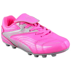 Vizari Striker Soccer Cleats for Boys & Girls | Durable Firm Ground Shoes with Enhanced Traction & All-Day Comfort | Pink & Silver Design