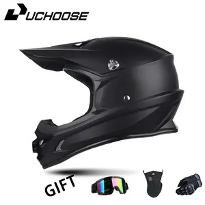 Detachable Brim Off-Road Full Face Helmet Set for Mountain Bike Rally Car Dirt Motorcycle Unisex, Includes Gloves Face Mask Windshield