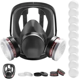 Gas Masks Survival Nuclear and Chemical, Full Face Gas Mask with Activated Carbon Filter