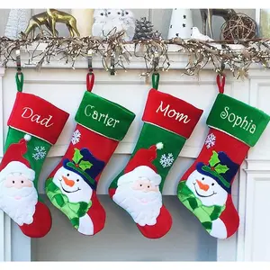 Christmas Stocking Personalized - Happy Santa, Snowman, Cat, Dog, Family XMAS Stockings