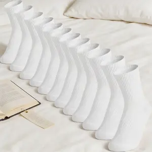 6 Pairs Crew Socks for Women & Men, Cushioned Cotton Athletic Socks, Soft Breathable Long Socks for Running, Hiking & Daily Wear outdoor summer