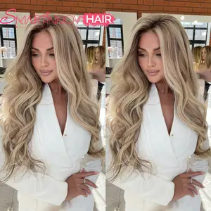 Highlights  Roots 32 Inch Curlable Balayage | Platinum Blonde Human Hair | Lace Front Wigs 13x4 HD | Pre Plucked | 150% Density Highlights | Silky Hair – Perfect for Outdoor Party