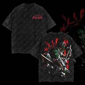 Superstyle Michelangelo Mikey The Last Ronin - Ninja Turtles Edition Double Printed Oversize Lightweight Acid Washed Tee TV Series Graphic Design Top Cotton Streetwear Movies Film T-Shirt Clothes Menswear Womenswear