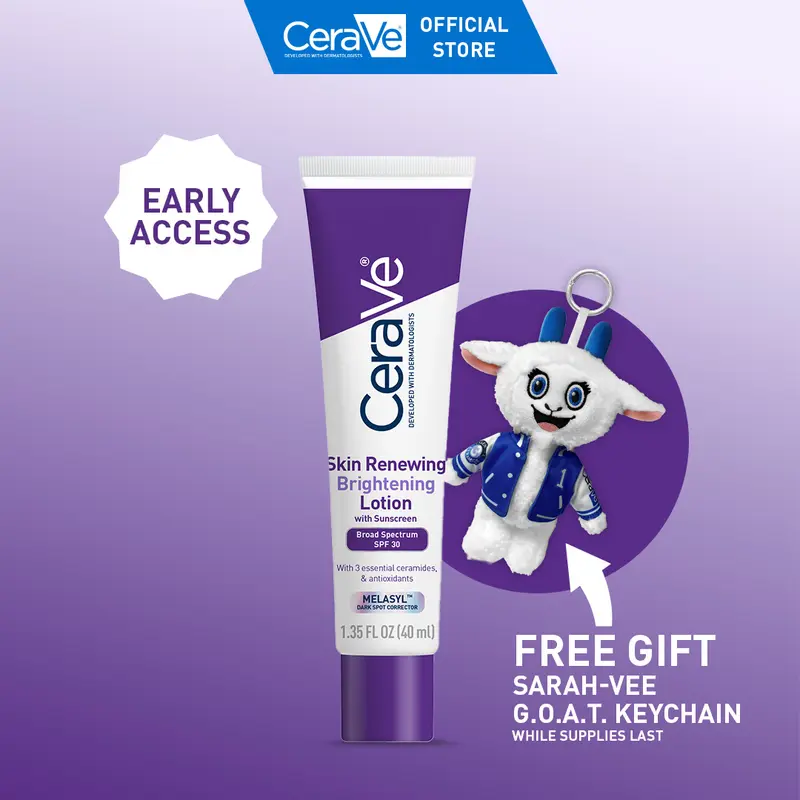CeraVe Skin Renewing Brightening Lotion SPF 30 with Melasyl Technology & Essential Ceramides for Hydration & Antioxidant Protection