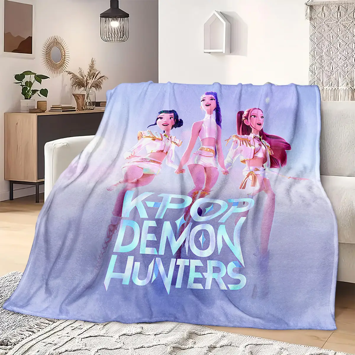 K-Pop Demon Hunter Netflix Series Blanket, Character Theme Soft Flannel Sofa Bed Cover, Perfect Gift for Fans & Viewers, Giftable Blankets