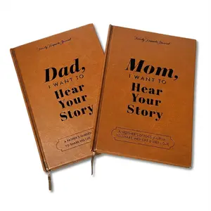 Dad & Mom, I Want To Hear Your Story Guided Journal Set - Faux Leather Keepsake Memory Book for Parents, Fill-in-the-Blank Life Story Notebook for Mother's Father's Day, Family Heirloom Gift to Share Memories & Love