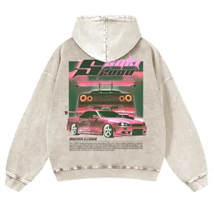 Classical Movie Racing Culture 380g Autumn VIntage Washed Hoodie Suki Pink S2000 Graphic Sweatshirt