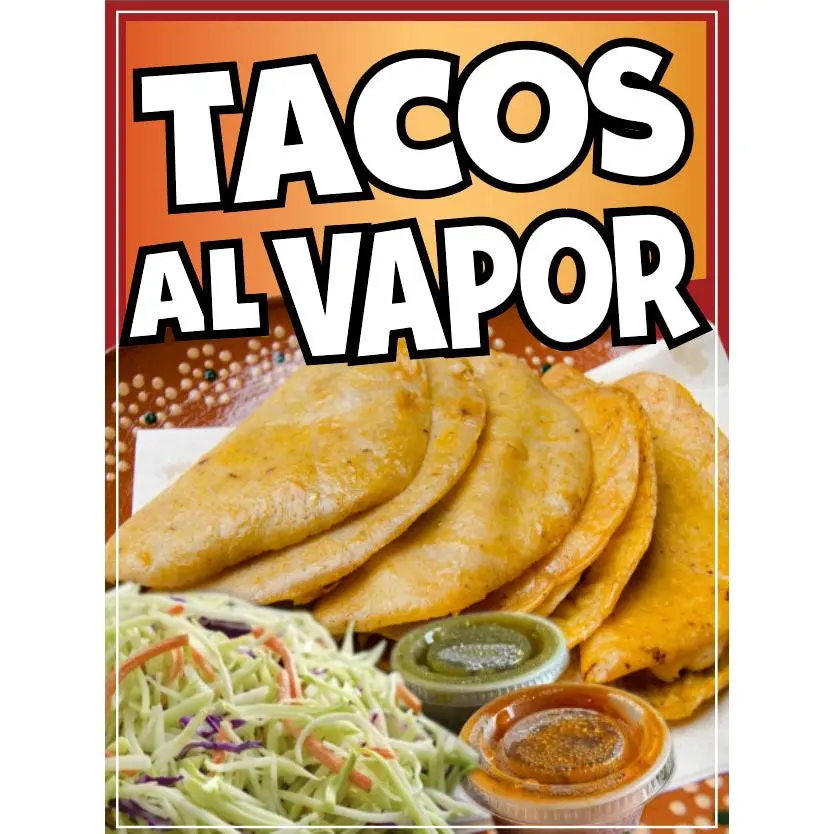 Tacos Al Vapor Sign Window Sticker Mexican Food Truck Concession Vinyl Restaurant