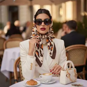 90x90cm Vintage Leopard Print Satin Head Scarf for Women Hair Silk Feeling Bandana Luxury Hair Wrap for Sleeping Satin Bonnet Alternative Lightweight 56g Neck Scarf for Braids Curly Hair Protection Fashion Shawl for Travel Handbag Decoration Headpiece