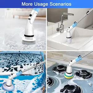 EB5 Electric Spin Scrubber, Cordless Cleaning Brush with 5 Replaceable Heads, Powerful Shower Scrubber for Bathroom Tile Floor Kitchen