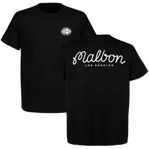 Malbon Los Angeles Script Logo Graphic T-Shirt Classic Minimalist Streetwear Premium Cotton Casual Daily Wear Unisex Clean Back Print Design
