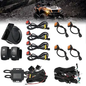 Garvee Complete UTV Turn Signal Kit with 110DB Horn and Hazard Light, Plug and Play Universal Street Legal Lighting Kit for ATV Side by Side, Includes Pre-Wired Harness and Rocker Switch