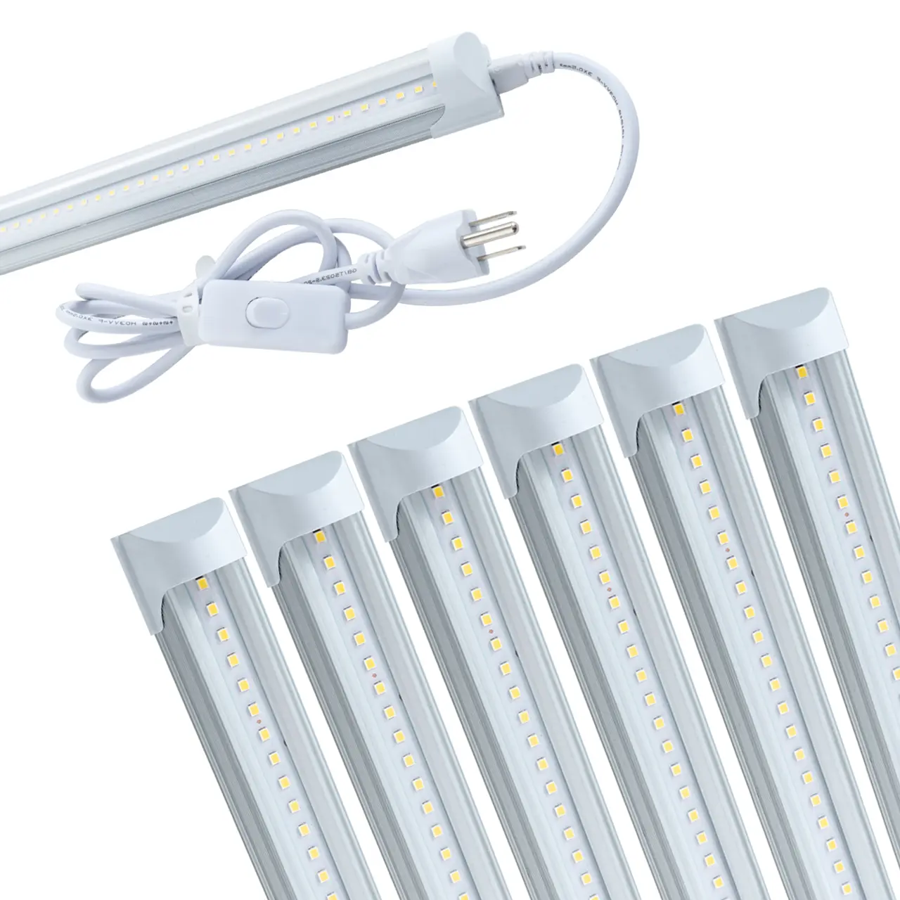 JLLED (Pack of 6) 4FT LED Shop Light 24W 4 Foot T8 Integrated Tube Light 6000K Daylight White with ON/Off Switch Cable for Household, Garage and Under Cabinet Lighting