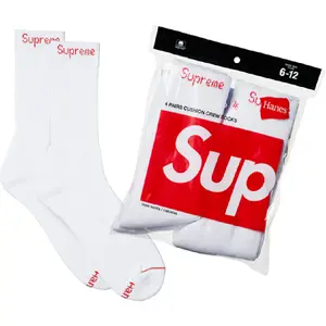 Men's Supreme x Hanes Crew Socks 4 Pack White