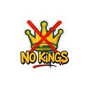 No Kings in America Decal Sticker with Bold Crown Design and X Mark for Unique Decor