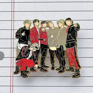 [Twinkie.Tokyo] OT7 Enamel Pin - Mic Drop Pearl Glitter Red