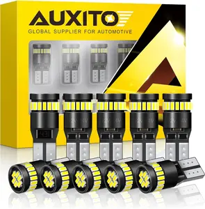 AUXITO 194 LED Light Bulb 6000K White 168 2825 W5W T10 Wedge 24-SMD 3014 Chipsets LED Replacement Light Kit Error Free for Car Interior Dome Map Door License Courtesy Dash Lights, Pack of 10