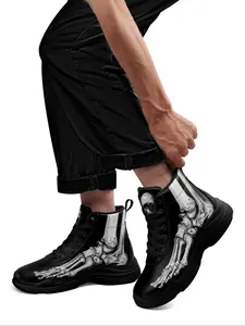 Men's Fashionable Skull Print Lace Up High Top Sneakers, Casual Comfortable Sports Shoes for Daily Wear, Male All-match Round Toe Shoes for Daily Wear