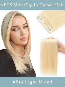Multifunctional Mini Snap Hair Extensions, Real Human Hair 10-30cm, Invisible Hair Padding, Women's, Reusable