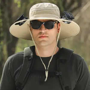 New Solar Fan Outdoor Fishing Hat-Solar Sun Protection Sun Hat with Fan Solar Fan Hat Dual Power Supply Fan Outdoor Fan
