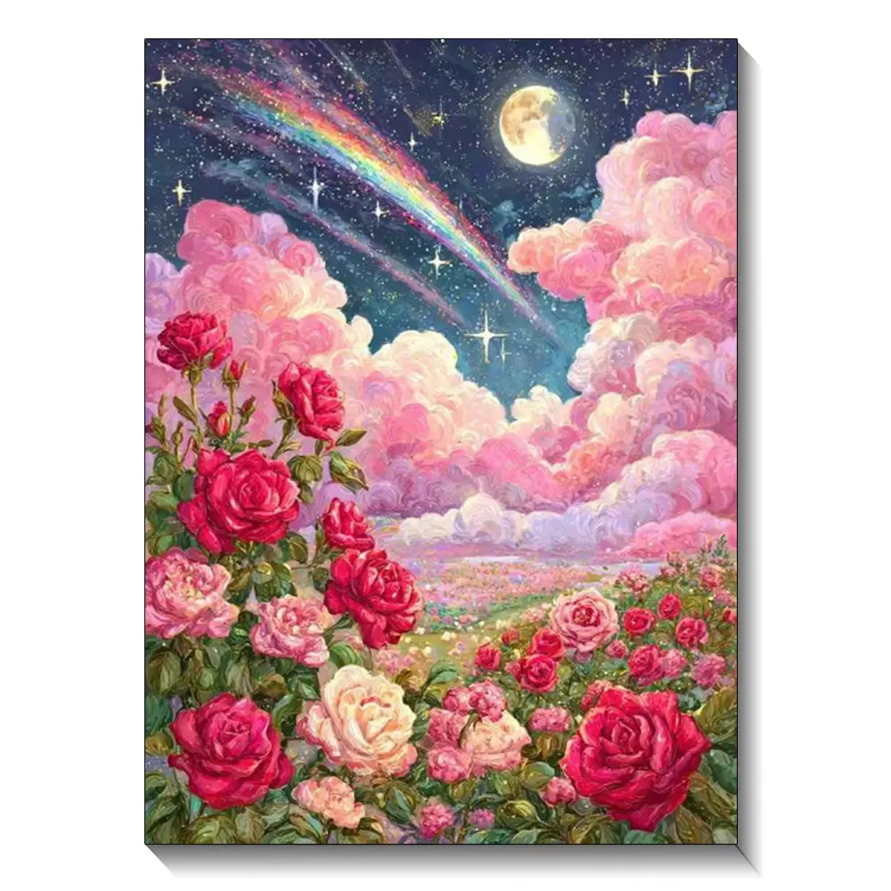 Dreamy Rainbow Rose Diamond Painting Kit Super Relaxing DIY Art