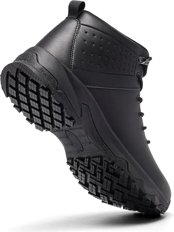 Men's Slip-Resistant Work Boots, Lightweight Microfiber Ankle Footwear with Reinforced Toe for Chefs and Kitchen Staff, Shoe