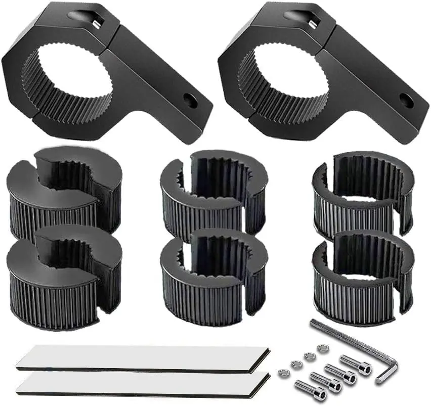 Horizontal Bar Clamp Mounting Kit - 4WDKING 2PCS 1"/ 1.5"/ 1.75"/ 2" LED Light Bar LED Pods Fog Driving Lights Brackets for Bull Bar Tube Roof Roll Cage Holder Headache Rack Mount