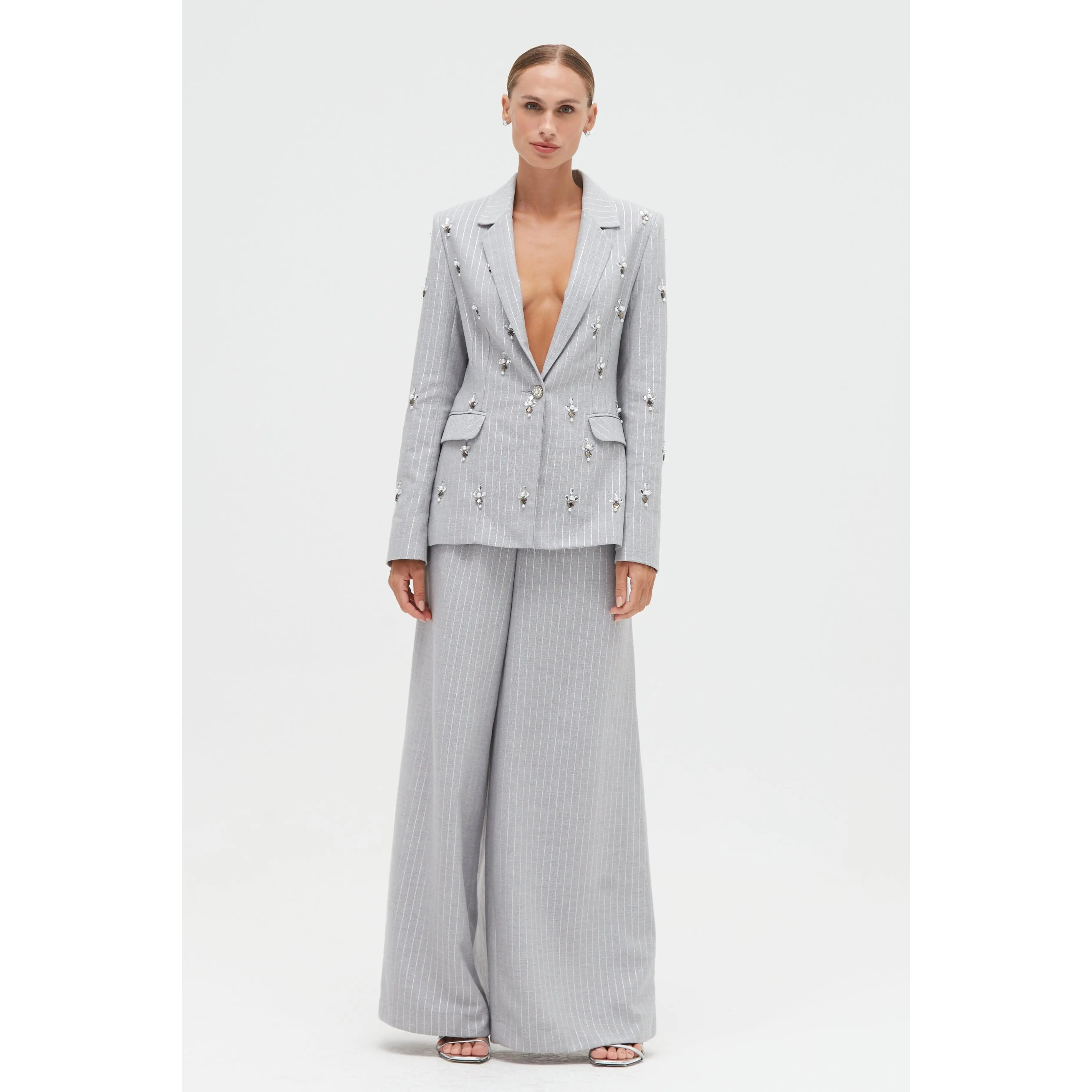 METALLIC PINSTRIPE BLAZER