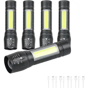5 Pack Mini Small Pocket LED Flashlight USB-C Rechargeable High Lumens Bright  EDC Flash Lights -  Handheld Flashlight Bulk for, Portable Camping Christmas Gifts