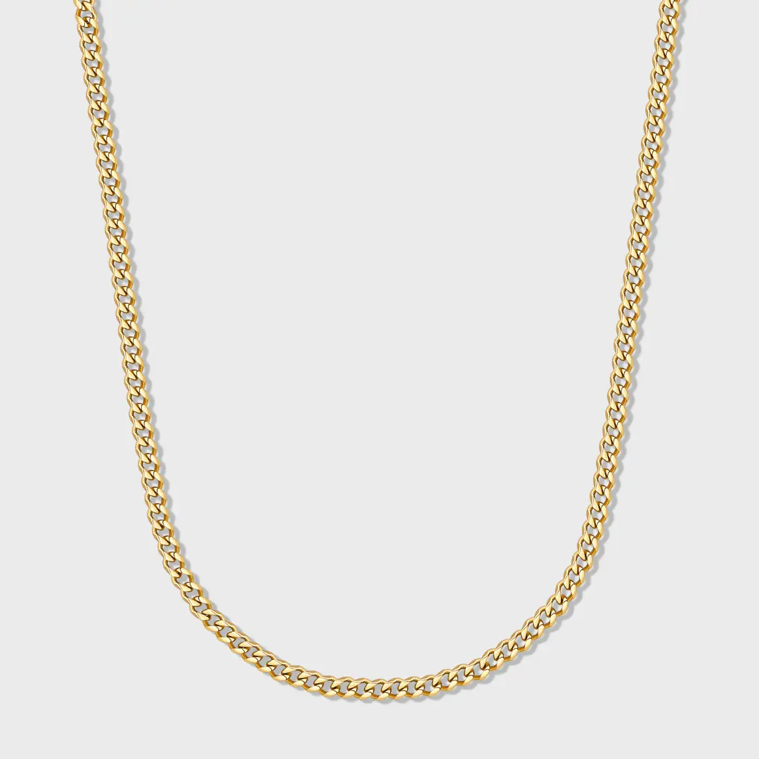 Gold Micro Cuban Link Chain Necklace for Women, Elegant Design, Smooth Finish, Cuban Gold-Tone Necklaces, Chain Necklace Women
