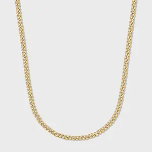 Gold Micro Cuban Link Chain Necklace for Women, Elegant Design, Smooth Finish, Cuban Gold-Tone Necklaces, Chain Necklace Women