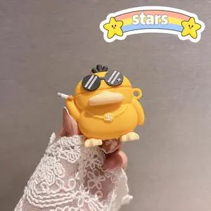 1 piece of Psyduck shaped earphone protective case, anti drop and durable silicone earphone case, Apple wireless Bluetooth earphone case, suitable for AirPods 1/2/3/4/pro/pro 2/pro 3
