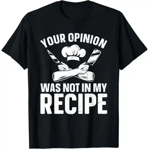Men's 100% Cotton Round Neck Short-Sleeve T-Shirt - Simple, Soft Casual Loose Top with Funny Chef Design, Breathable Fabric for Culinary Cooking Activities
