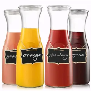 Set of 4 1L Glass Carafes with Lids - Perfect for Serving Beverages - Drinkware Stylish