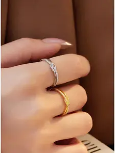 Minimalist Infinity Knot Open Ring, Adjustable /silver Color Zirconia Promise Ring, Elegant Daily Wear Gift Adjustable Rings