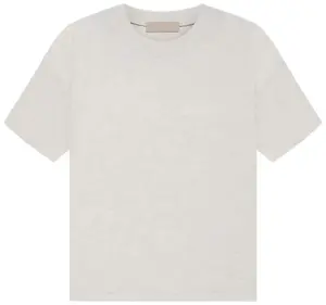 Men's Oversized Light Oatmeal Cotton Classic Plain Round Neck Shortsleeve T-Shirt - Breathable, Comfortable Menswear Going Out Top for Everyday Wear, Casual Occasions