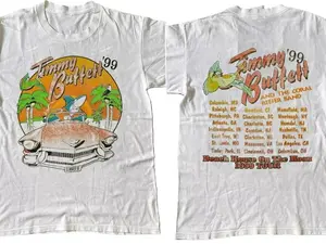 [Sale up to 50%] EACH HOUSE ON THE MOON TOUR JIMMY BUFFETT 2 SIDE T-Shirt, Vintage Buffett 2000 Tour Graphic Tee ,Casual, Comfort Shirt