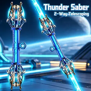 Gravity Sensing Retractable Glowing Sword, Multi-Color RGB Changing LED Light Up Toy with Dual Blades, Realistic Combat Sound & Spin Design, Rechargeable Prop for Night Play and Outdoor Entertainment