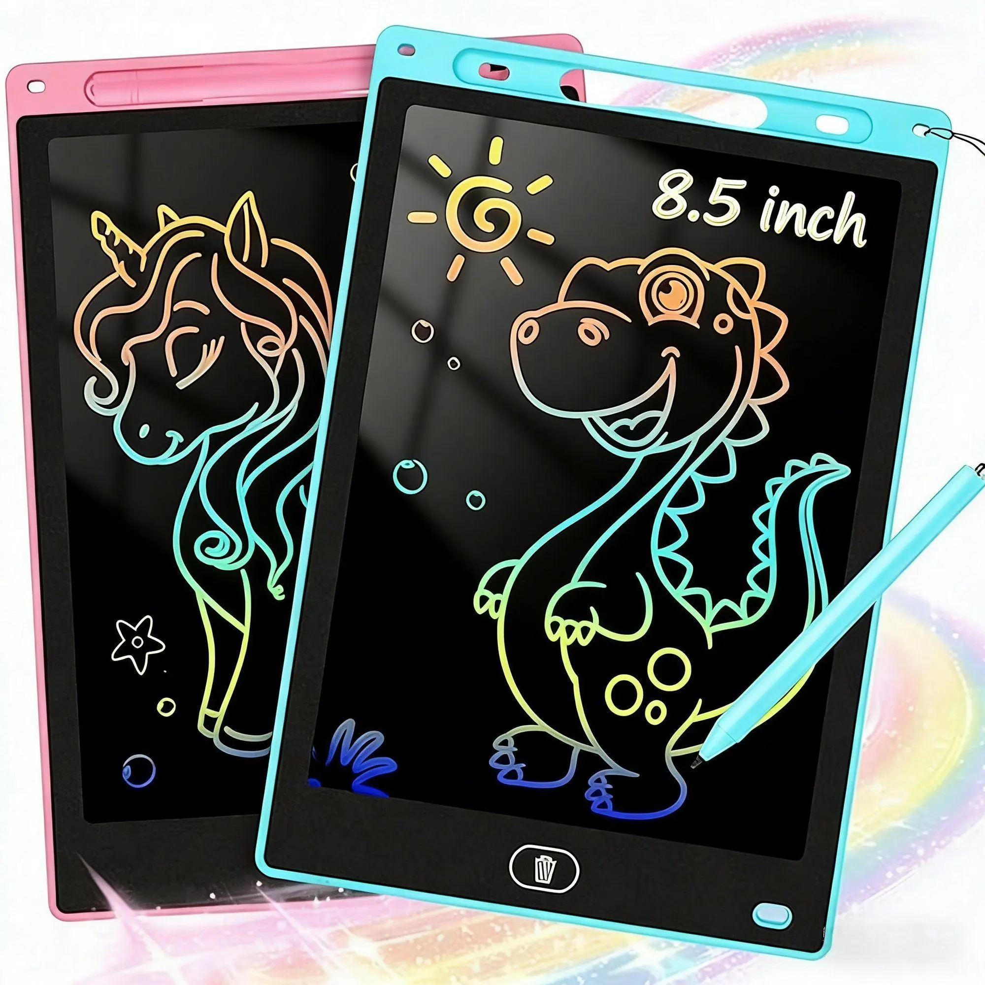 2Pcs 8.5 Inch LCD Writing Tablet for Kids, Erasable Reusable Electronic Doodle Board, Portable Drawing Pad with Stylus, Educational Learning Toy for Children, Perfect Travel Activity & Gift for Birthday, Holiday, Party Favors