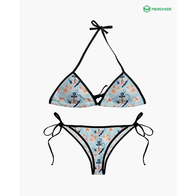 [Made-to-Order] VINCA - BANC BLUE TRIANGLE BIKINI SET, Classic Styles, Never Go Out of Fashion, Casual Cool, For Every Occasion