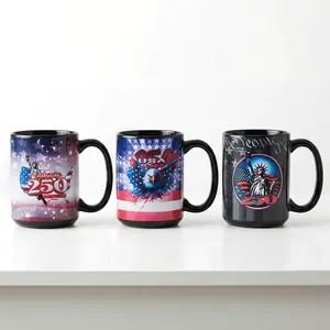 Nu Trendz 2026 USA 250th Anniversary Patriotic Mug 15oz Large Ceramic Commemorative Cup Semiquincentennial Souvenir Perfect Independence Day Gift Microwave Safe Reusable Washable Coffee Drinkware