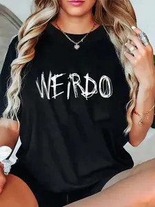 100% Cotton WEIRDO Punk Emo T-Shirt Funny Goth Heavy Metal Shirt Gift T-Shirt