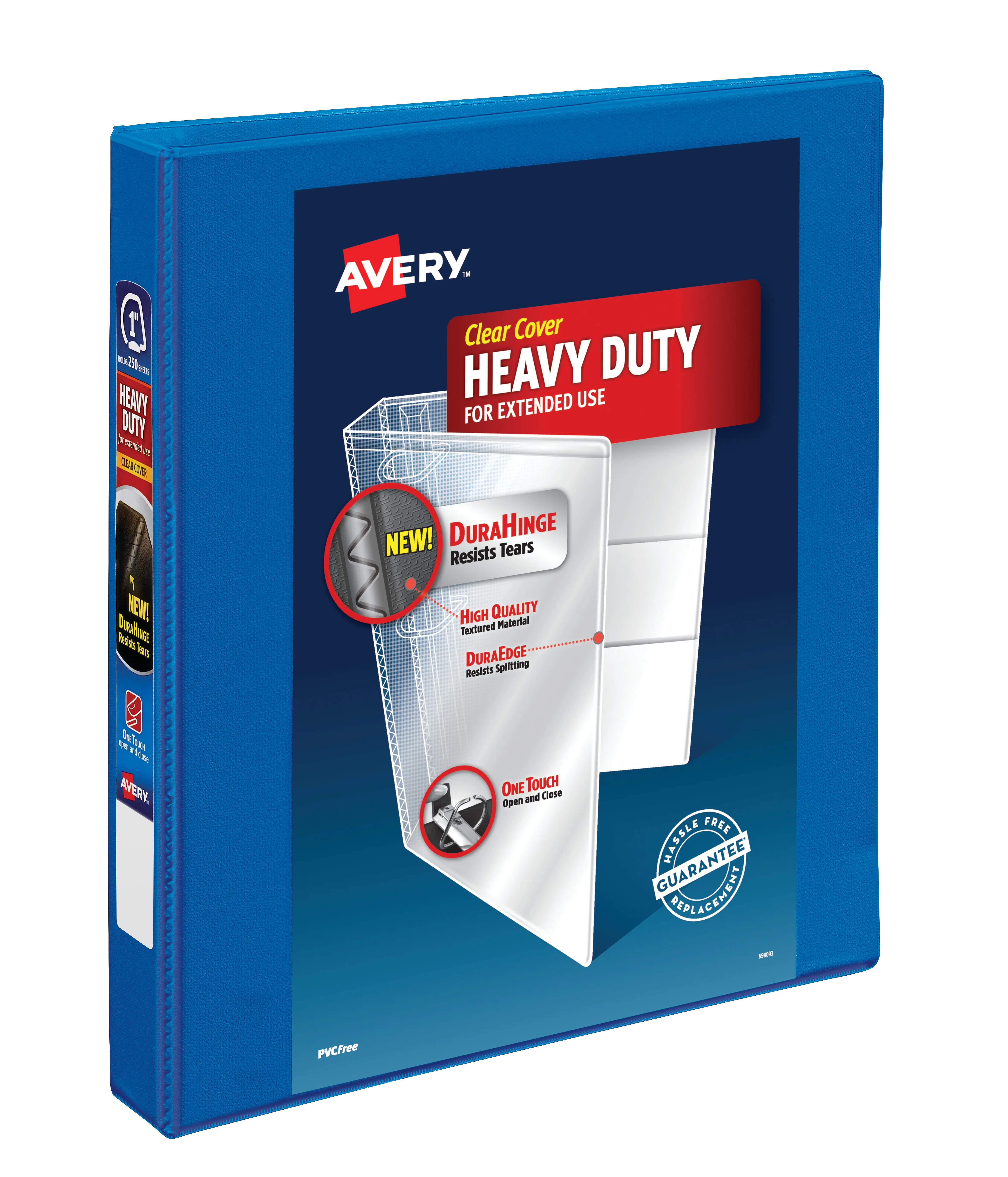 Avery Heavy-Duty View 3-Ring Binder, 1" Onetouch Slant Rings, Linen Film Cover, Classroom Supplies, Page Access Design, Template Ready, 1 Pacific Blue Binder (79720)
